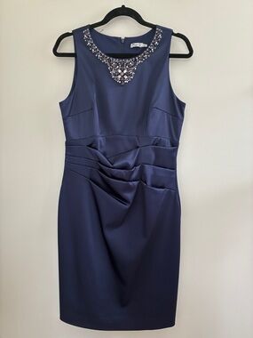 Eliza J Satin Blue Dress